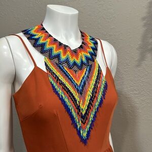 Beaded Necklace Made By a Tohono O'odham Nation Local Artist in Sells Az. XL